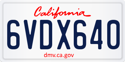 CA license plate 6VDX640