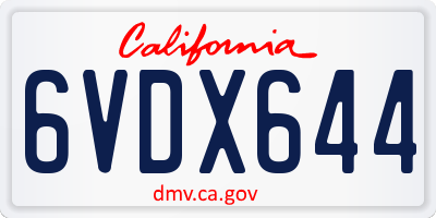 CA license plate 6VDX644