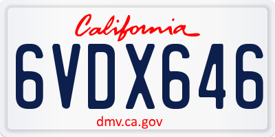 CA license plate 6VDX646