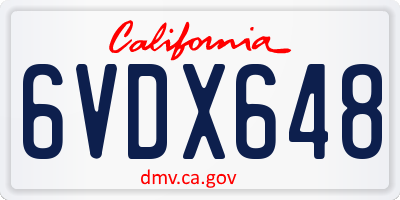 CA license plate 6VDX648
