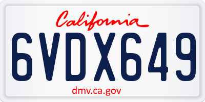 CA license plate 6VDX649