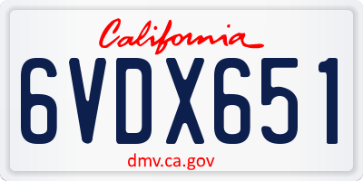 CA license plate 6VDX651