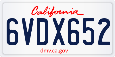 CA license plate 6VDX652