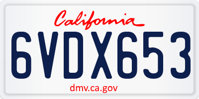 CA license plate 6VDX653