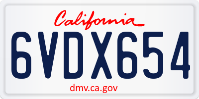 CA license plate 6VDX654