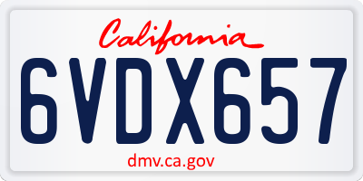 CA license plate 6VDX657