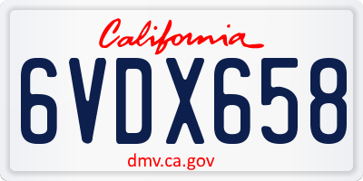 CA license plate 6VDX658