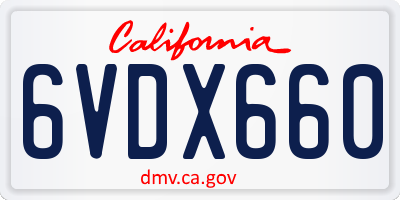 CA license plate 6VDX660