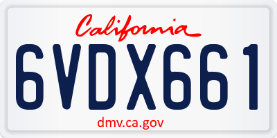 CA license plate 6VDX661