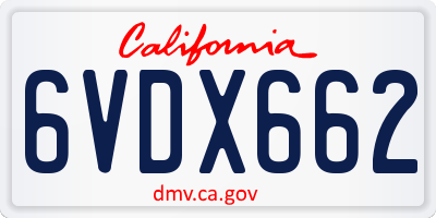 CA license plate 6VDX662
