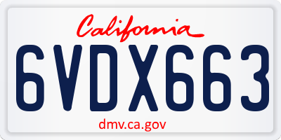 CA license plate 6VDX663