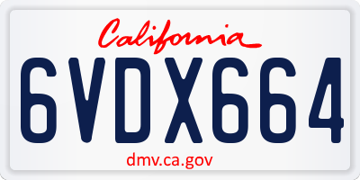 CA license plate 6VDX664