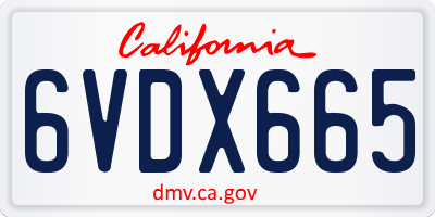 CA license plate 6VDX665