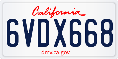 CA license plate 6VDX668