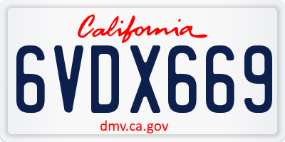 CA license plate 6VDX669
