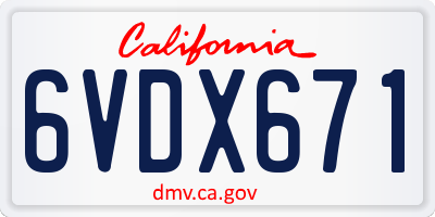 CA license plate 6VDX671