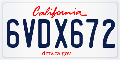 CA license plate 6VDX672