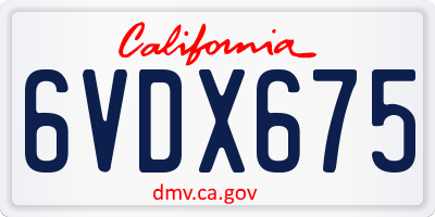 CA license plate 6VDX675