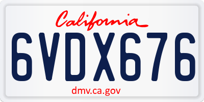 CA license plate 6VDX676