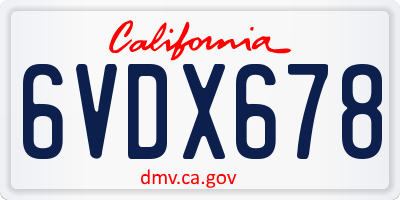 CA license plate 6VDX678