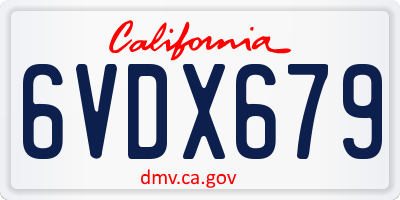 CA license plate 6VDX679