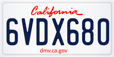 CA license plate 6VDX680