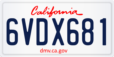 CA license plate 6VDX681