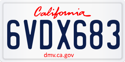 CA license plate 6VDX683