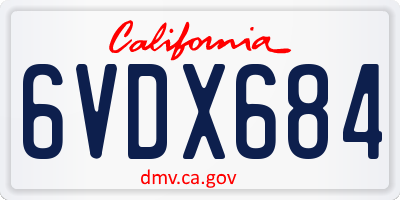 CA license plate 6VDX684
