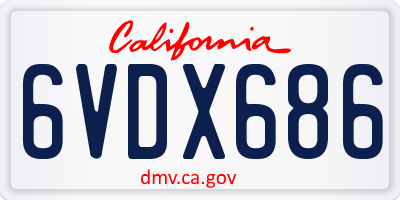 CA license plate 6VDX686