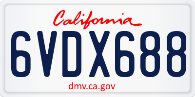 CA license plate 6VDX688