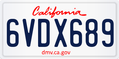 CA license plate 6VDX689