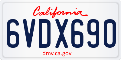 CA license plate 6VDX690