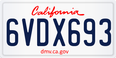 CA license plate 6VDX693