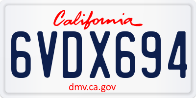 CA license plate 6VDX694