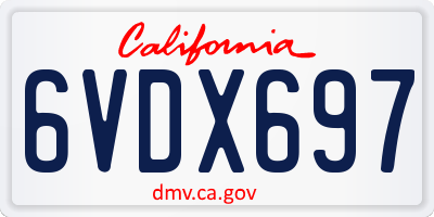 CA license plate 6VDX697