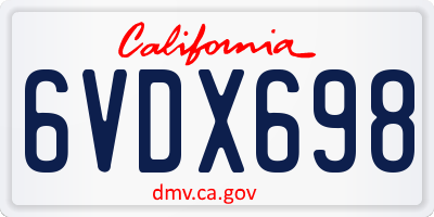 CA license plate 6VDX698