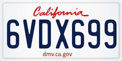 CA license plate 6VDX699