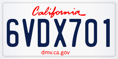 CA license plate 6VDX701