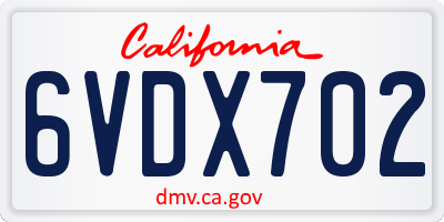 CA license plate 6VDX702