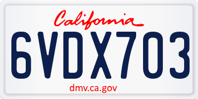 CA license plate 6VDX703