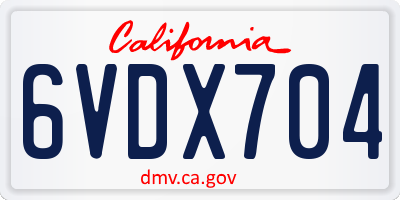 CA license plate 6VDX704