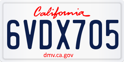 CA license plate 6VDX705