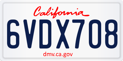 CA license plate 6VDX708
