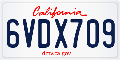CA license plate 6VDX709