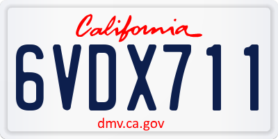CA license plate 6VDX711