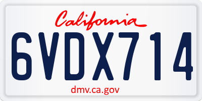 CA license plate 6VDX714