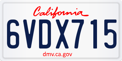 CA license plate 6VDX715