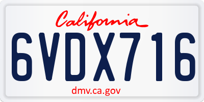 CA license plate 6VDX716