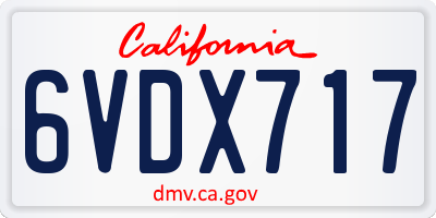 CA license plate 6VDX717